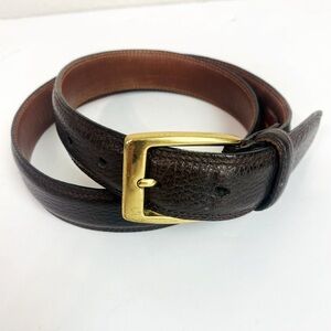 Cole Haan Brown Pebble Leather Belt W/ Gold Buckle  Size 32